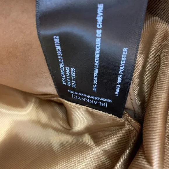 BlankNYC Jacket Quick Action 100% Goat Leather Brown Button Snap